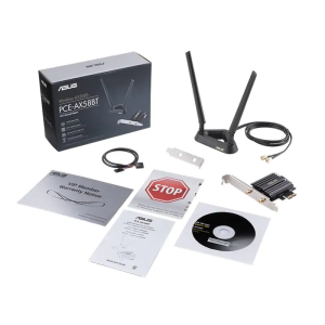 ASUS PCE-AX58BT - Dual Band PCI-E WiFi 6 (802.11ax) Adapter with 2 external antennas. Supporting 160MHz for total data rate up to 3000Mbps, Bluetooth 5.0, WPA3 network security, OFDMA and MU-MIMO